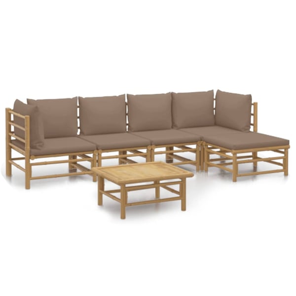 vidaXL Loungegrupp 6 delar taupe dynor bambu