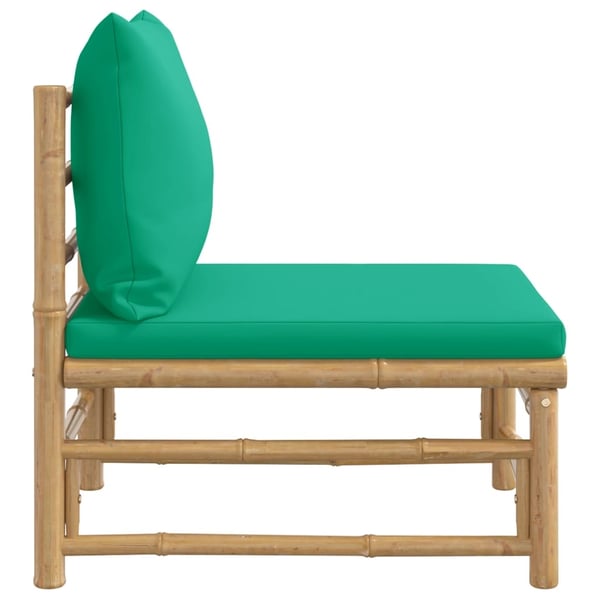 vidaXL midtermodul til havesofa med grønne hynder bambus