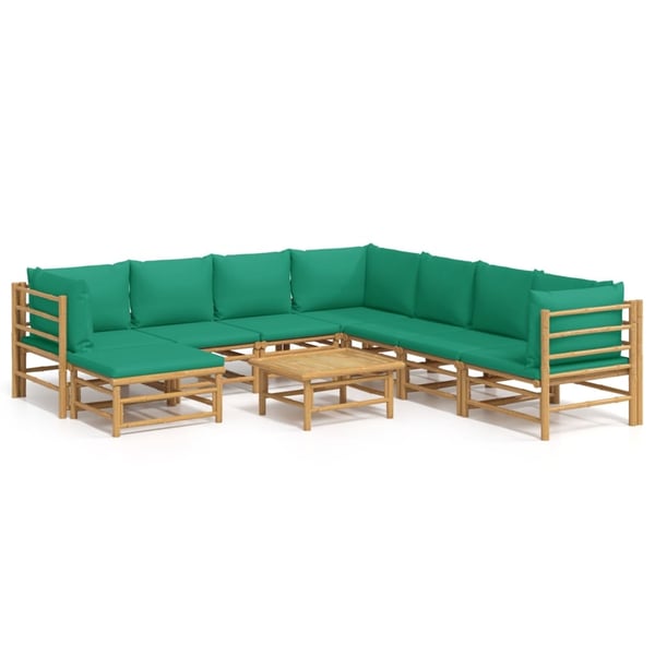 vidaXL Loungegrupp 9 delar gröna dynor bambu