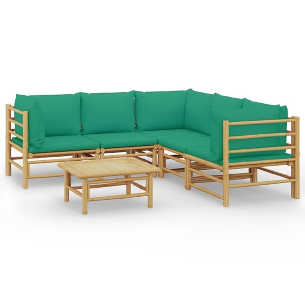 vidaXL Loungegrupp 6 delar gröna dynor bambu