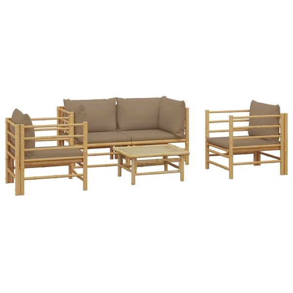 vidaXL Loungegrupp 5 delar taupe dynor bambu