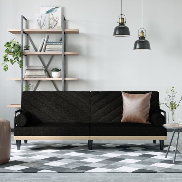 vidaXL sovesofa med armlæn stof sort