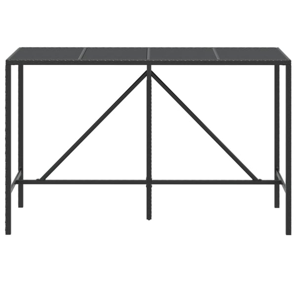 vidaXL barbord med glasplade 180x70x110 cm polyrattan sort