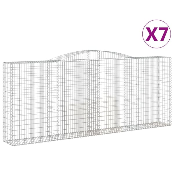 vidaXL Gabionkurver buede 7 stk 400x50x160/180 cm galvanisert jern