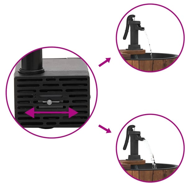 vidaXL Vannfontene med pumpe 28x28x34,5 cm heltre gran