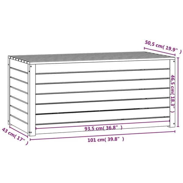 vidaXL Hagekasse 101x50,5x46,5 cm heltre furu