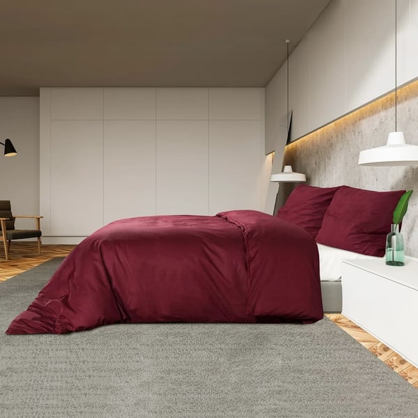 vidaXL Sengesett burgunder 260x240 cm lett mikrofiber