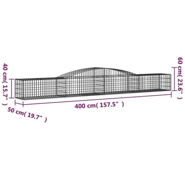 vidaXL buede gabionkurve 2 stk. 400x50x40/60 cm galvaniseret jern