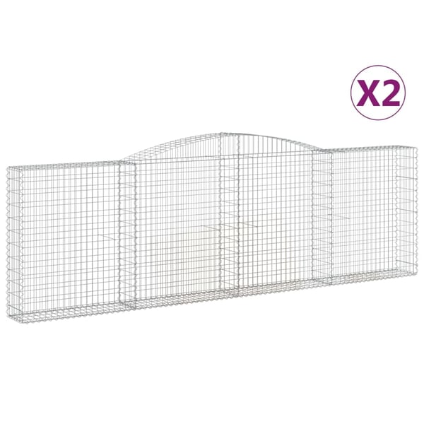 vidaXL Gabionkurver buede 2 stk 400x30x120/140 cm galvanisert jern