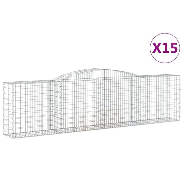 vidaXL Gabionkurver buede 15 stk 400x50x100/120 cm galvanisert jern