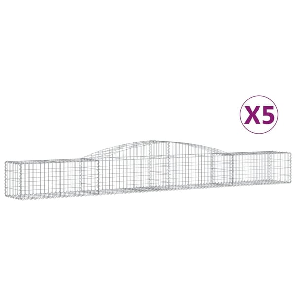 vidaXL buede gabionkurve 5 stk. 400x50x40/60 cm galvaniseret jern
