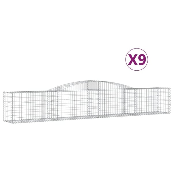 vidaXL Gabionkurver buede 9 stk 400x50x60/80 cm galvanisert jern