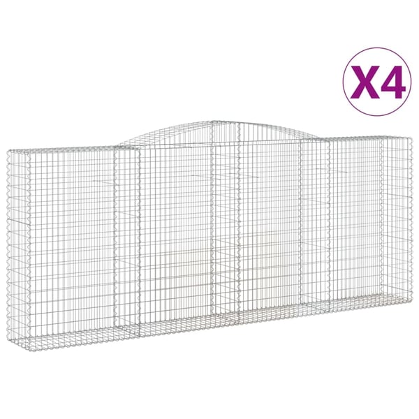 vidaXL Gabionkurver buede 4 stk 400x50x160/180 cm galvanisert jern