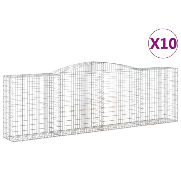 vidaXL Gabionkurver buede 10 stk 400x50x120/140 cm galvanisert jern