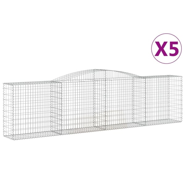 vidaXL Gabionkurver buede 5 stk 400x50x100/120 cm galvanisert jern