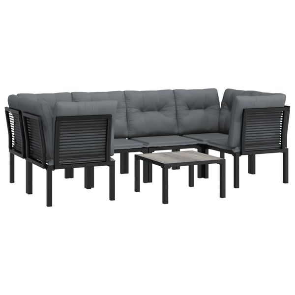 vidaXL loungesæt til haven 7 dele polyrattan sort og grå