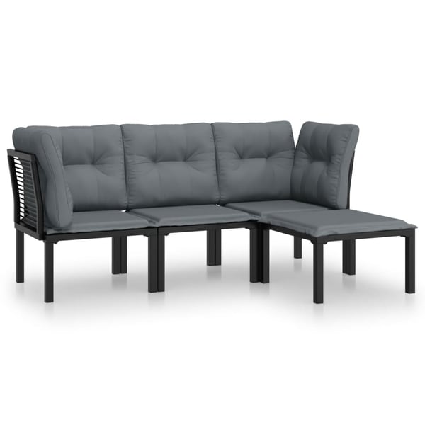 vidaXL loungesæt til haven 4 dele polyrattan sort og grå