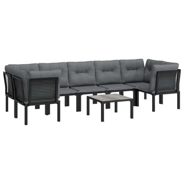 vidaXL loungesæt til haven 8 dele polyrattan sort og grå