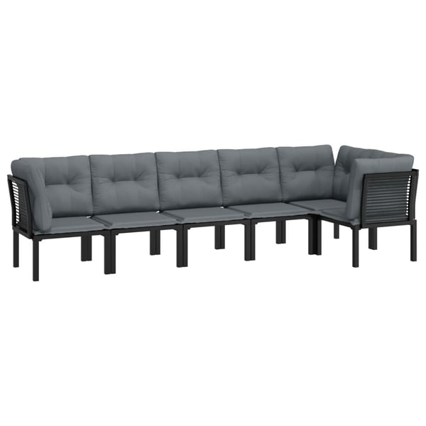 vidaXL loungesæt til haven 6 dele med hynder polyrattan sort og grå