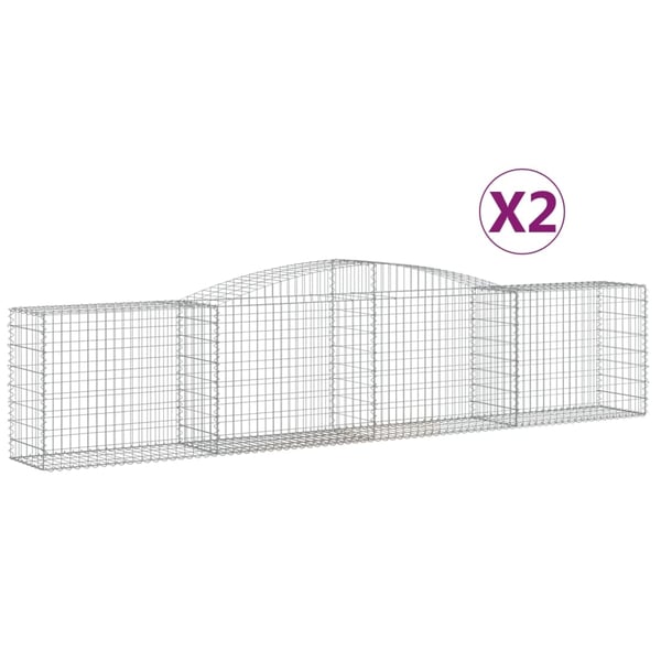 vidaXL Gabionkurver buede 2 stk 400x50x80/100 cm galvanisert jern