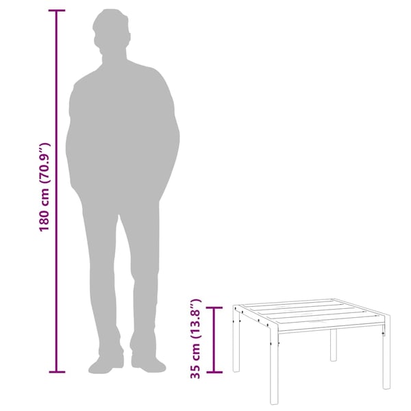 vidaXL loungebord 60x60x35 cm stål sort