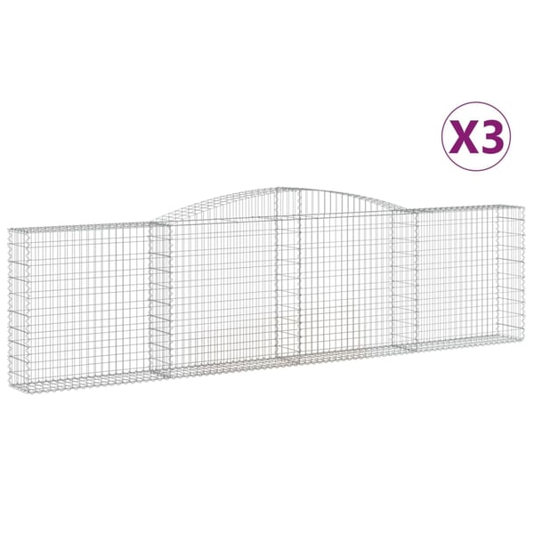 vidaXL Gabionkurver buede 3 stk 400x30x100/120 cm galvanisert jern