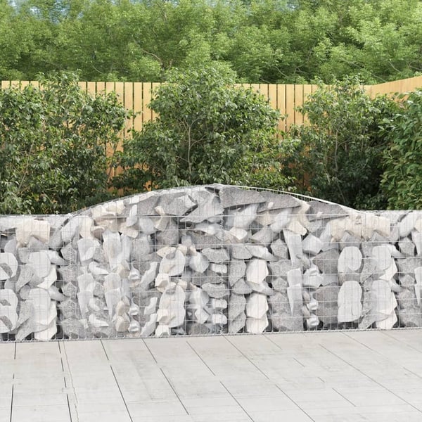 vidaXL buede gabionkurve 4 stk. 400x30x100/120 cm galvaniseret jern