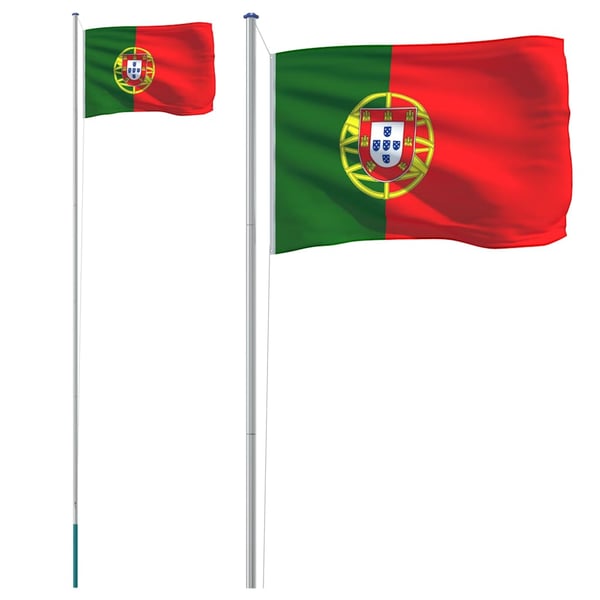 vidaXL Portugisisk flagg og stang 6,08 m aluminium