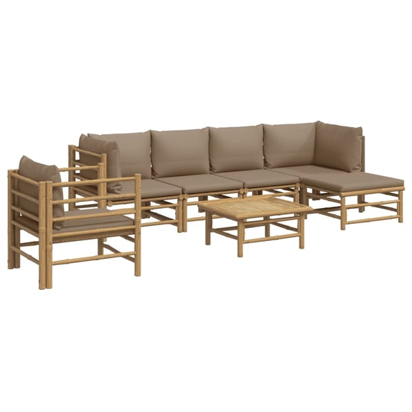 vidaXL Loungegrupp 7 delar taupe dynor bambu