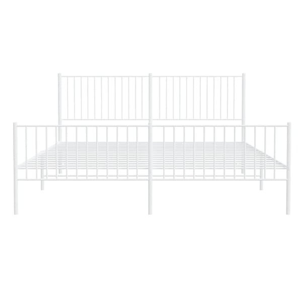 vidaXL Sengeramme i metall med hode- og fotgavl hvit 200x200 cm