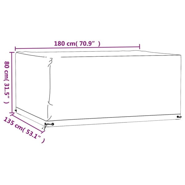 vidaXL Hagemøbeltrekk 8 maljer 180x135x80 cm rektangulær