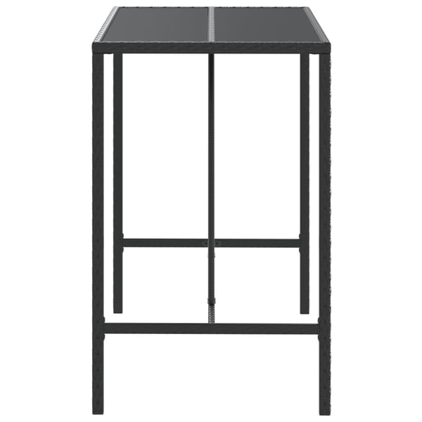 vidaXL Barbord med glassplate svart 110x70x110 cm polyrotting