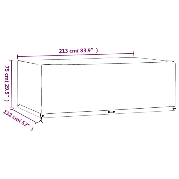 vidaXL Hagemøbeltrekk 12 maljer 213x132x75 cm rektangulær