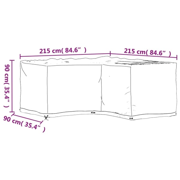 vidaXL L-formet hagemøbeltrekk 16 maljer 215x215x90 cm