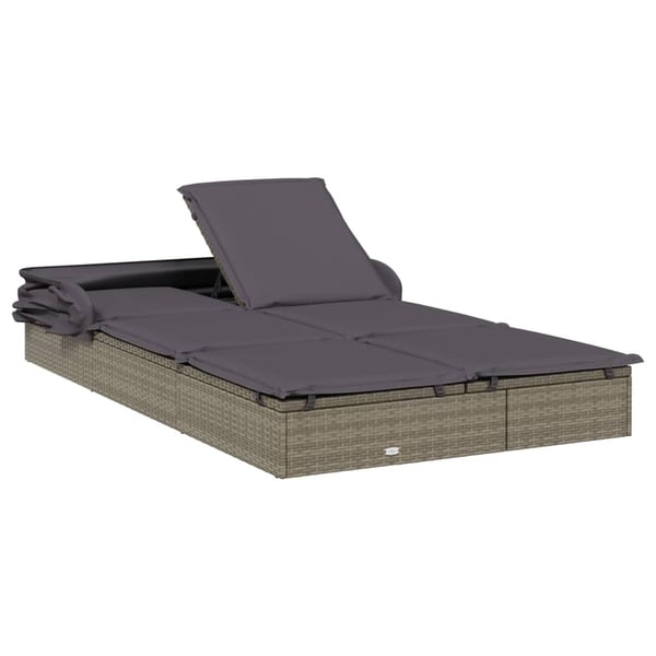 vidaXL 2-personers solseng foldbart tag 213x118x97 cm polyrattan grå