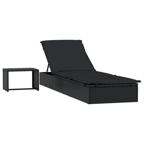 vidaXL liggestol 1 stk. med bord polyrattan sort