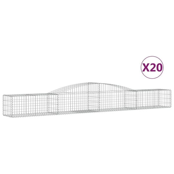 vidaXL Gabionkurver buede 20 stk 400x50x40/60 cm galvanisert jern