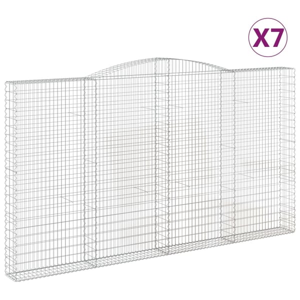 vidaXL Gabionkurver buede 7 stk 400x30x220/240 cm galvanisert jern