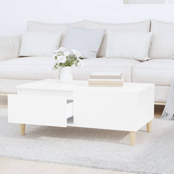 vidaXL Salongbord hvit 90x50x36,5 cm konstruert tre