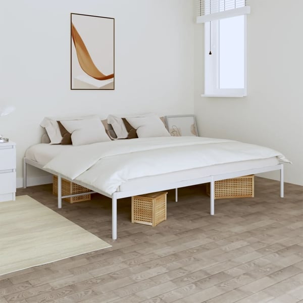 vidaXL Sengeramme i metall hvit 180x200 cm