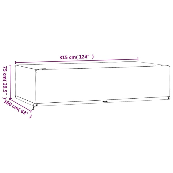 vidaXL Hagemøbeltrekk 2 stk 12 maljer 315x160x75 cm rektangulær