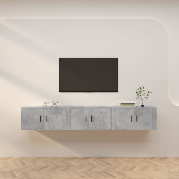 vidaXL Vegghengte TV-benker 3 stk betonggrå 80x34,5x40 cm