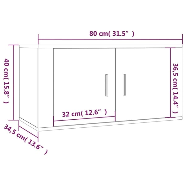 vidaXL væghængte tv-skabe 3 stk. 80x34,5x40 cm røget egetræsfarve