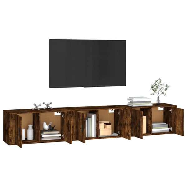 vidaXL væghængte tv-skabe 3 stk. 80x34,5x40 cm røget egetræsfarve