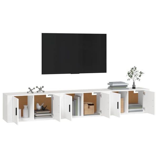 vidaXL Vegghengte TV-benker 3 stk hvit 80x34,5x40 cm