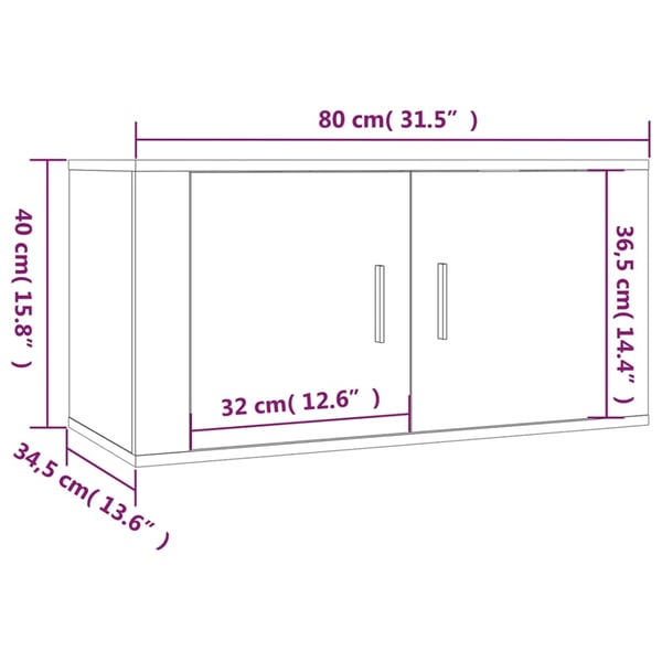 vidaXL Vegghengte TV-benker 3 stk sonoma eik 80x34,5x40 cm