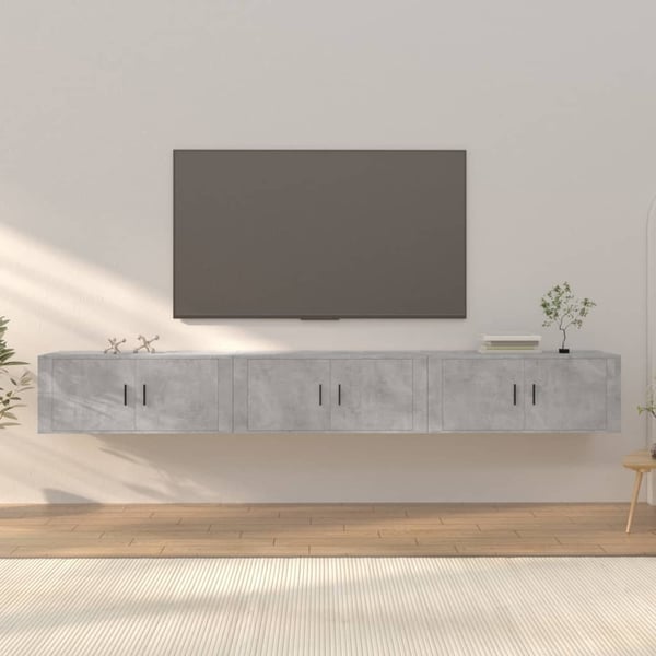 vidaXL Vegghengte TV-benker 3 stk betonggrå 100x34,5x40 cm