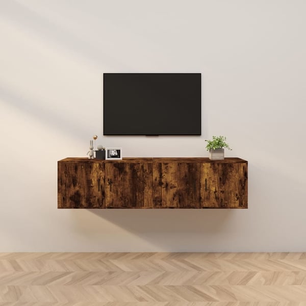 vidaXL Vegghengte TV-benker 2 stk røkt eik 80x34,5x40 cm