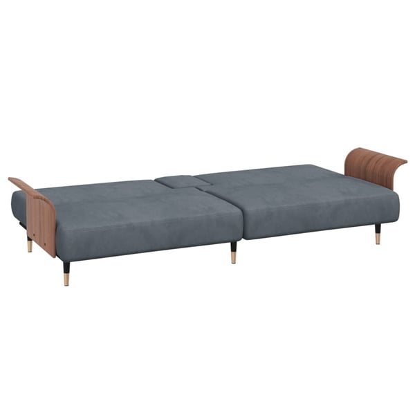 vidaXL sovesofa med kopholdere velour mørkegrå