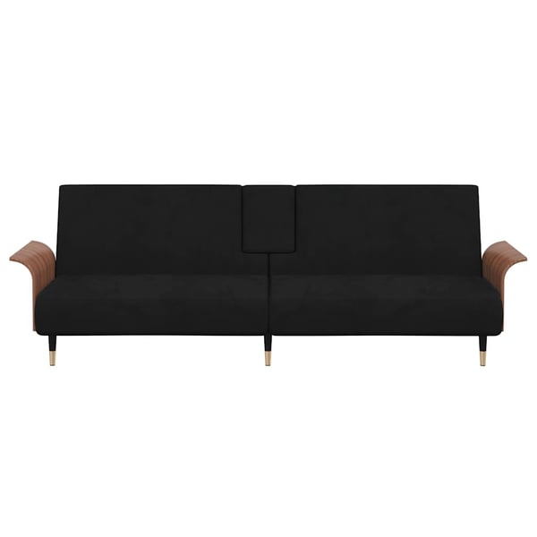 vidaXL sovesofa med kopholdere velour sort